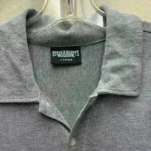 Steve and Barry Mens Large Grey Black Short Sleeve Button Up Stretch Shirt